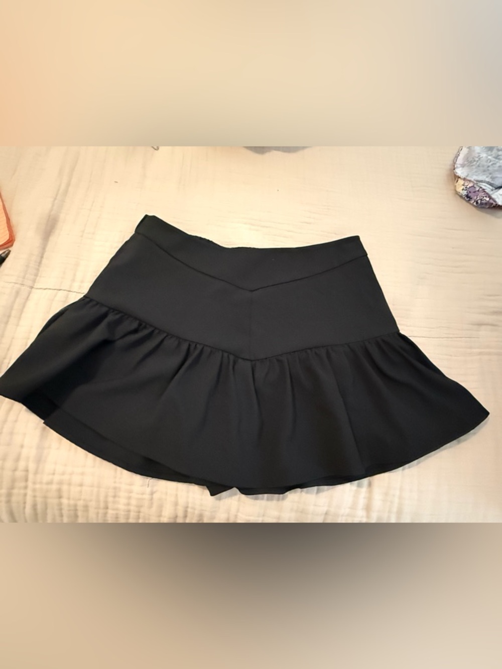 Women's Black Ruffle Hem Skort